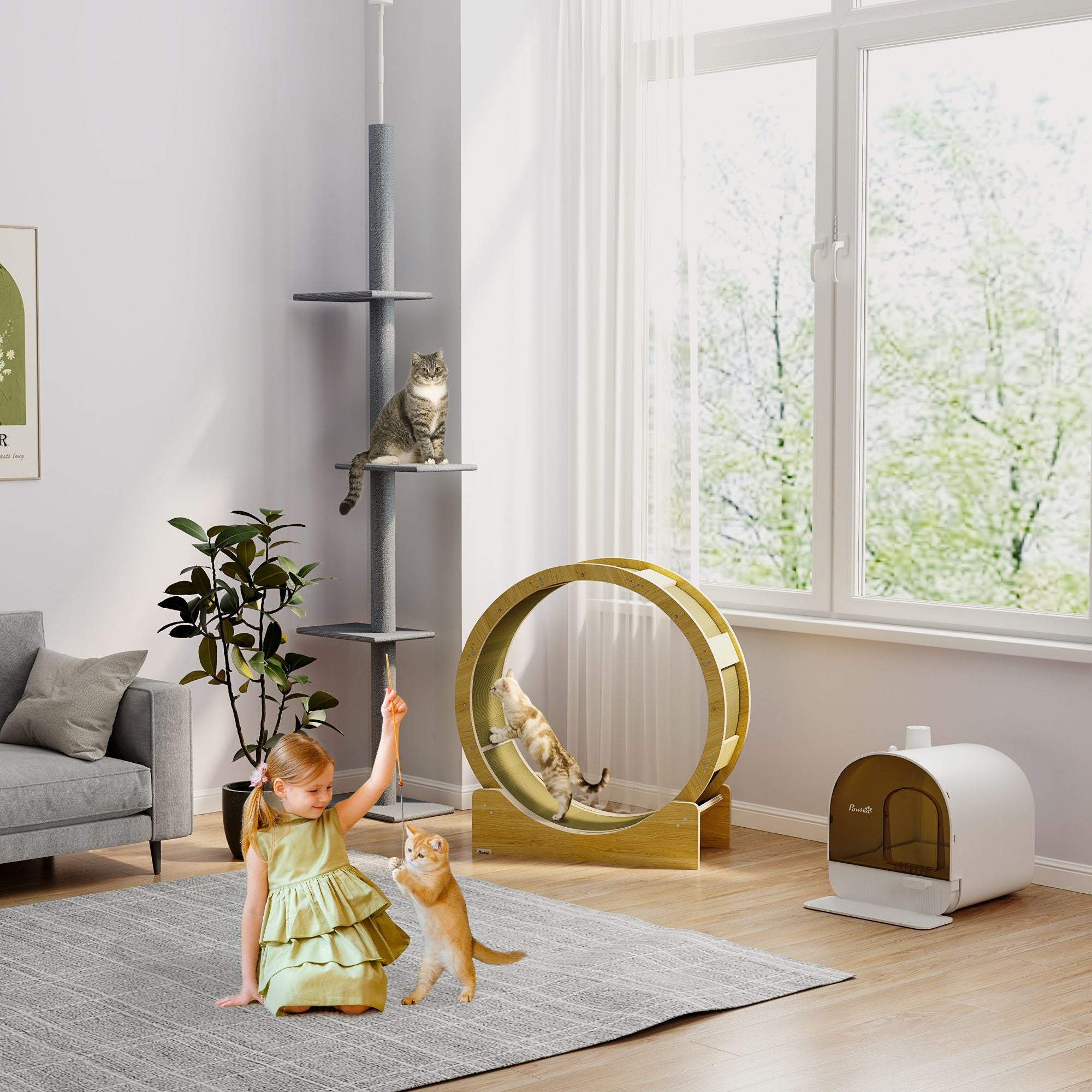 Tall Adjustable Cat Tree with Soft Covering and Jump Platforms