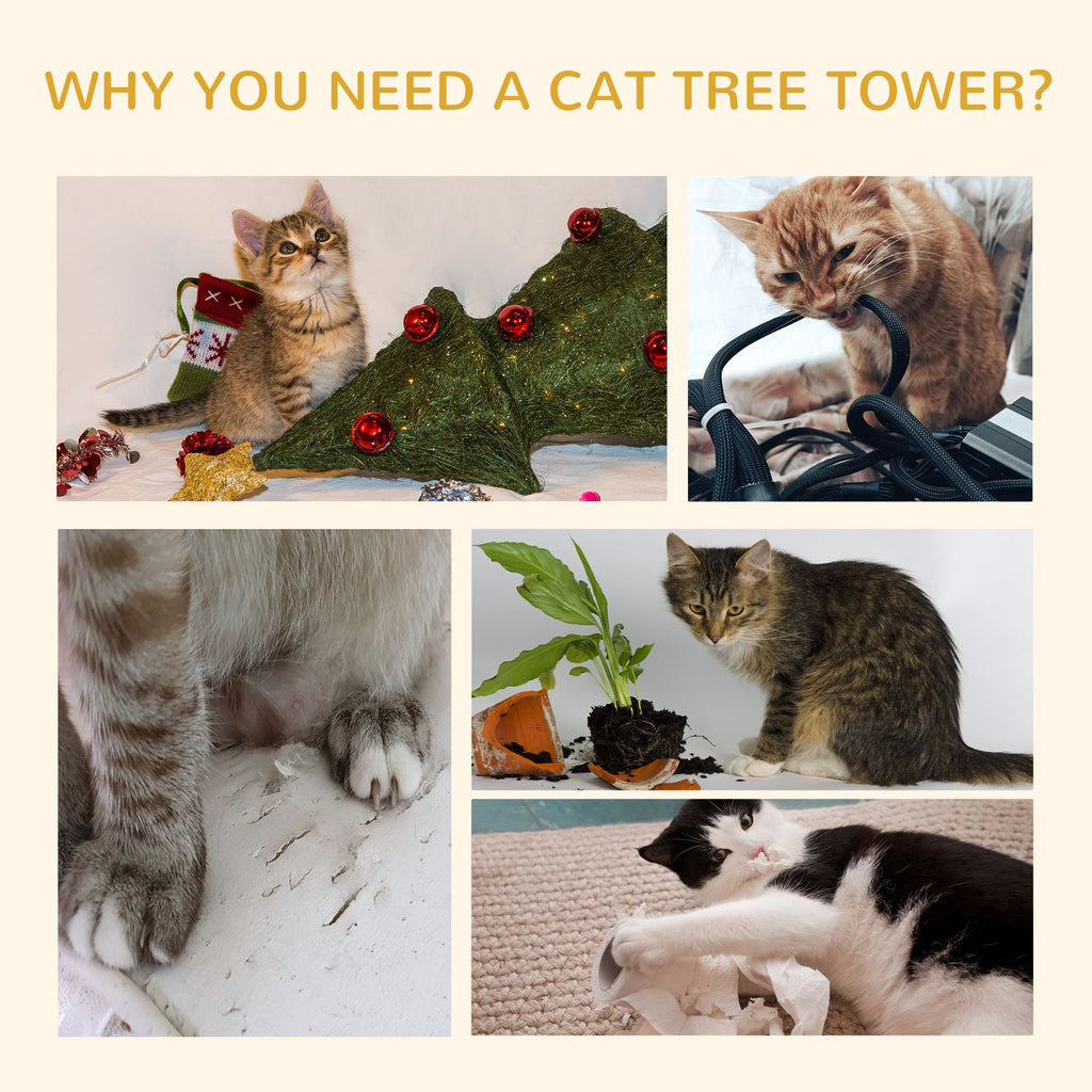 Tall Adjustable Cat Tree with Soft Covering and Jump Platforms