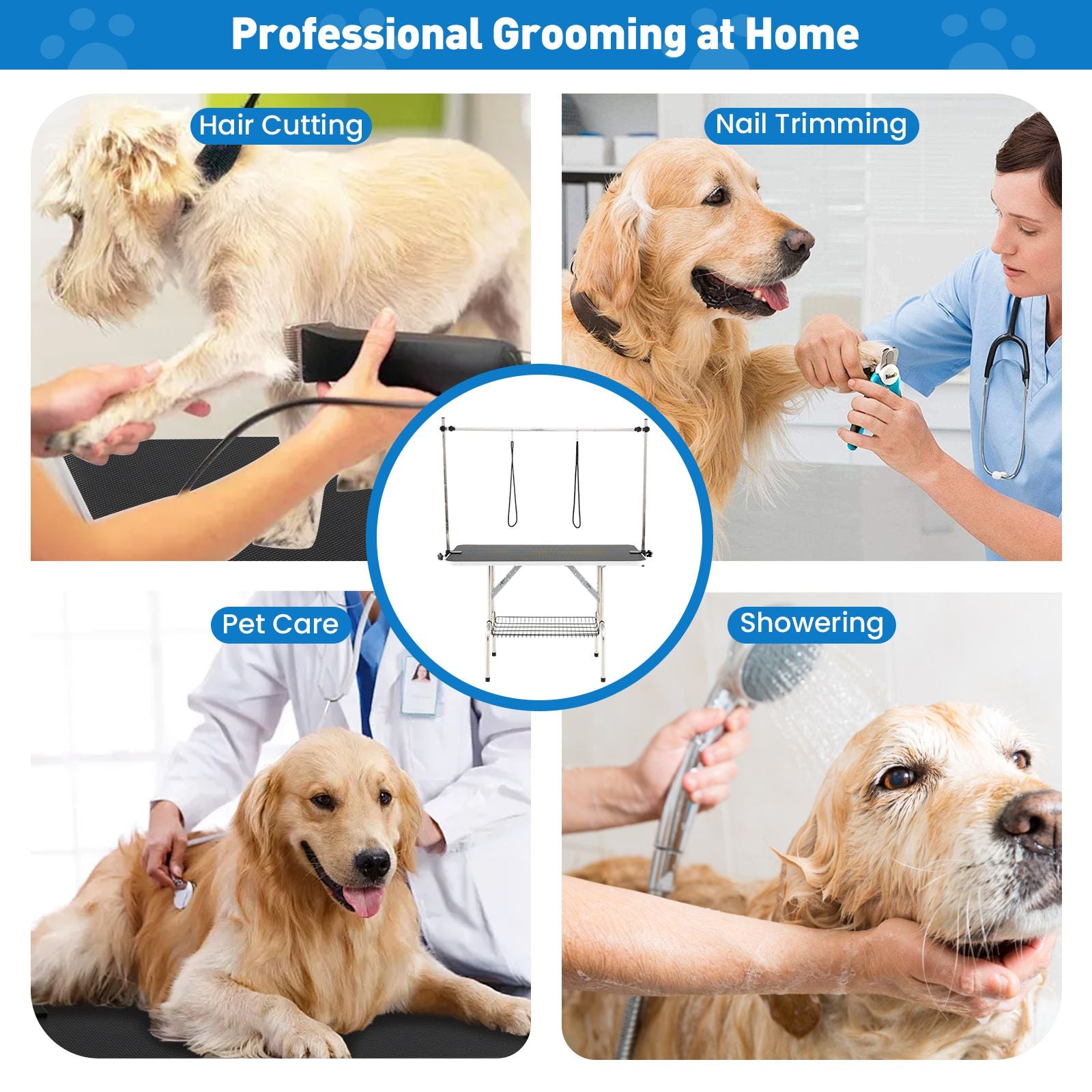 Foldable Dog Grooming Table with Adjustable Arms – Comfort & Stability for Every Groom