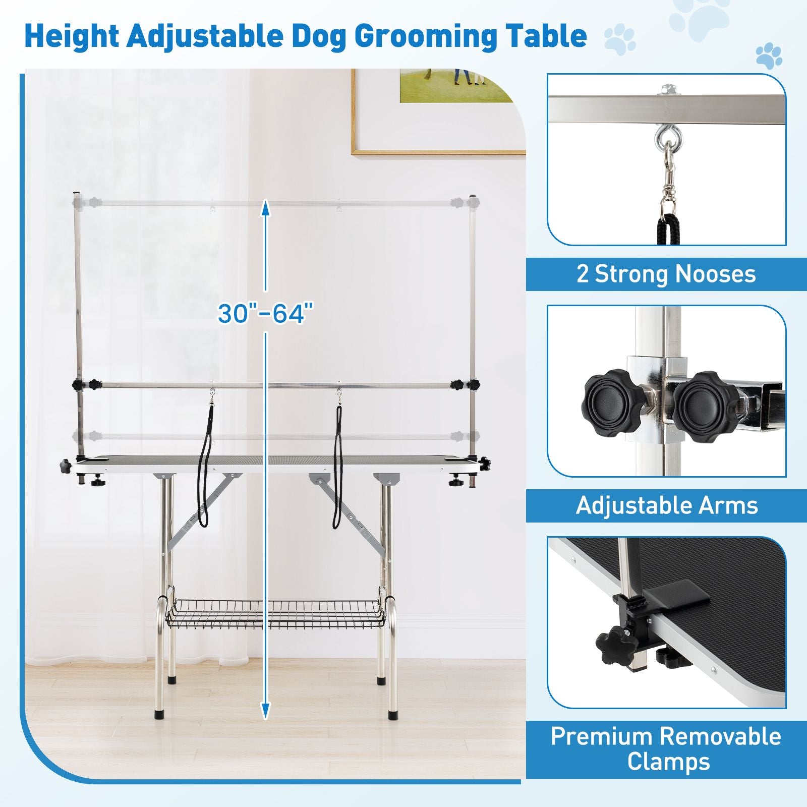 Foldable Dog Grooming Table with Adjustable Arms – Comfort & Stability for Every Groom