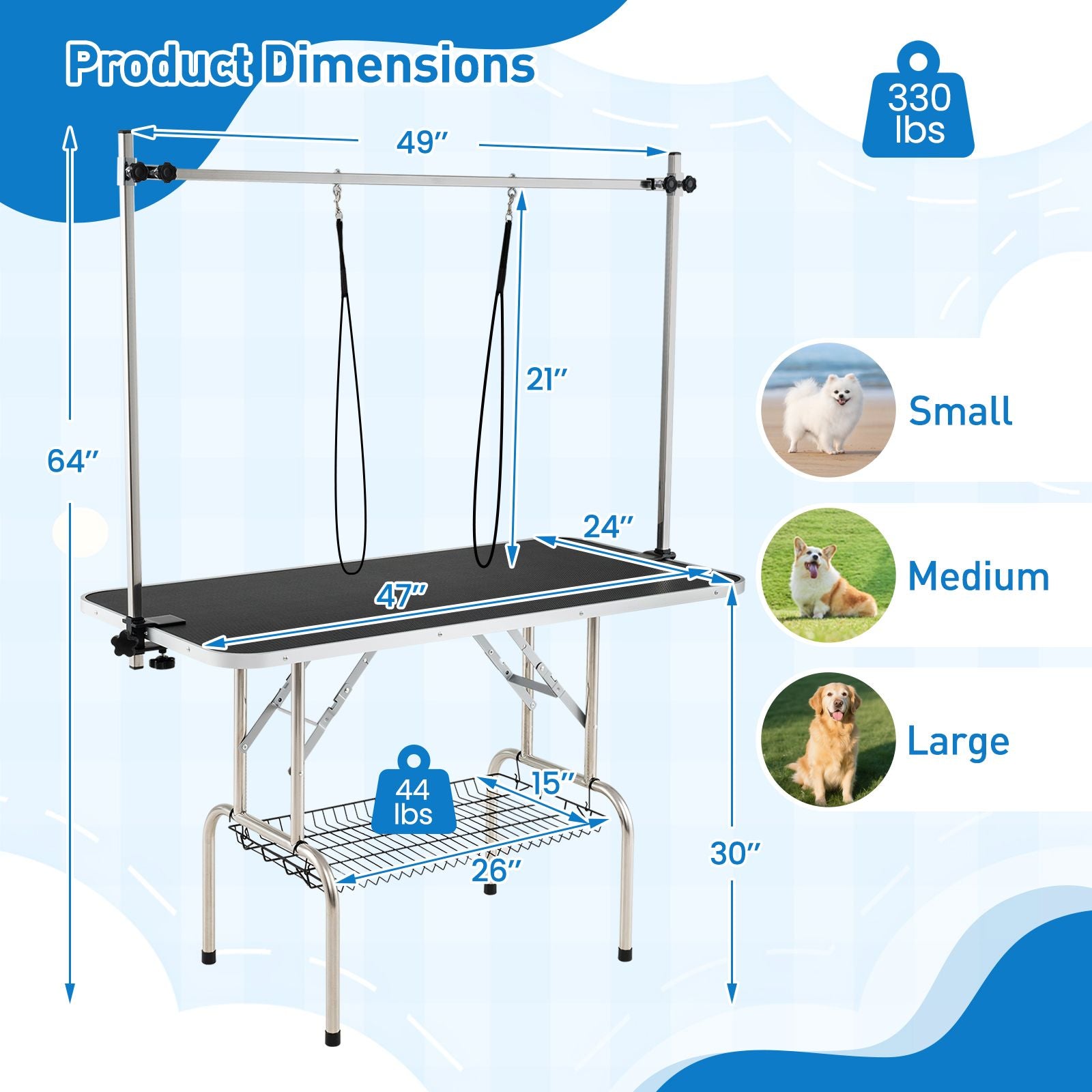 Foldable Dog Grooming Table with Adjustable Arms – Comfort & Stability for Every Groom