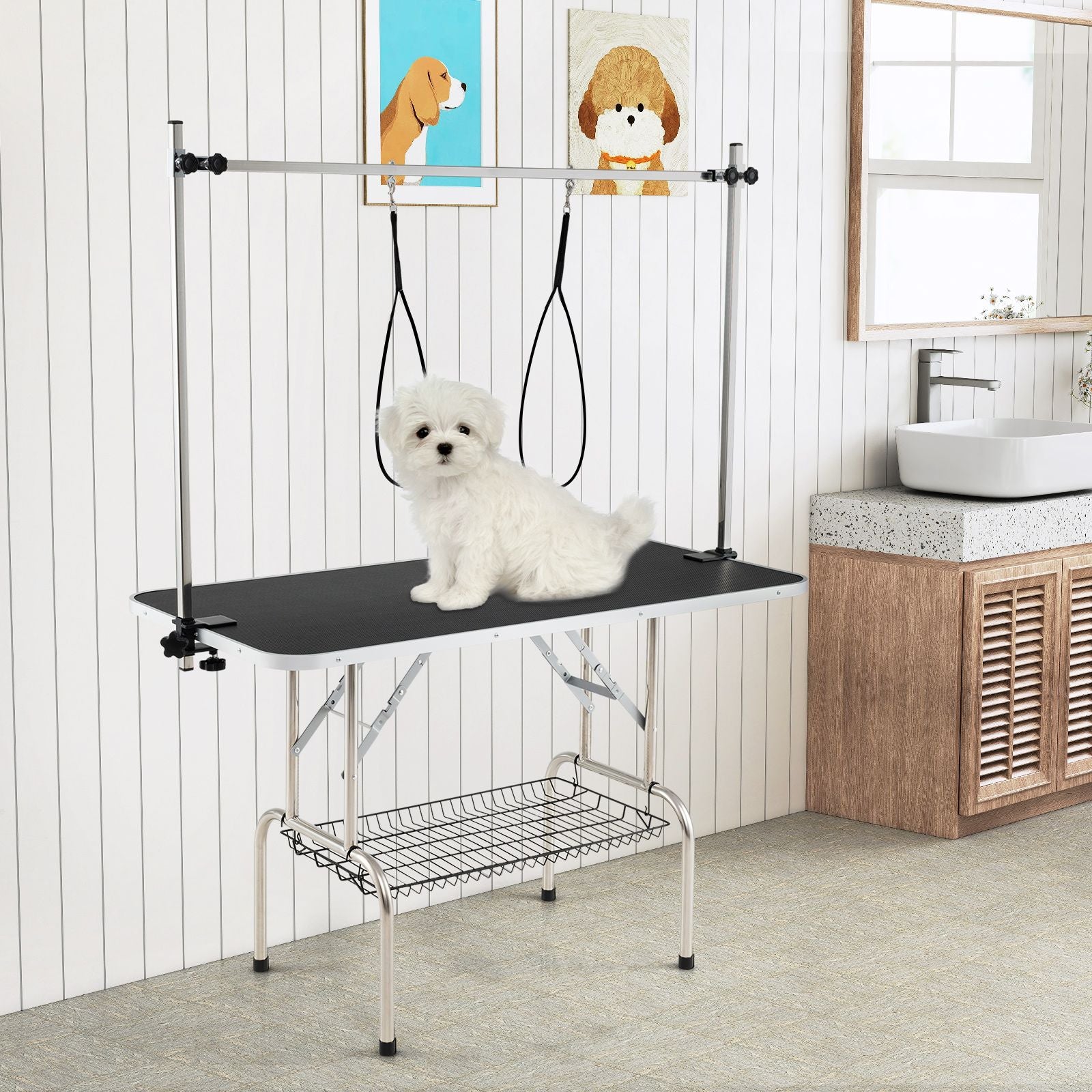 Foldable Dog Grooming Table with Adjustable Arms – Comfort & Stability for Every Groom