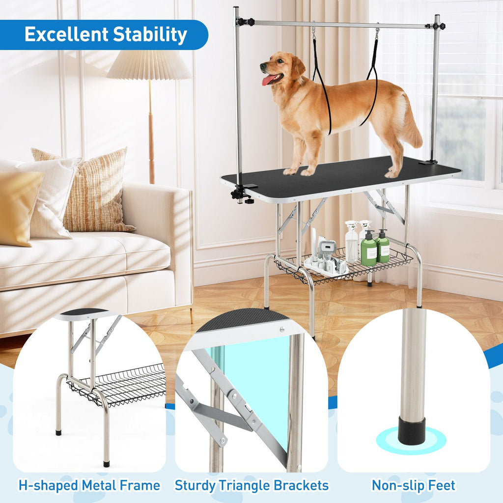 Foldable Dog Grooming Table with Adjustable Arms – Comfort & Stability for Every Groom