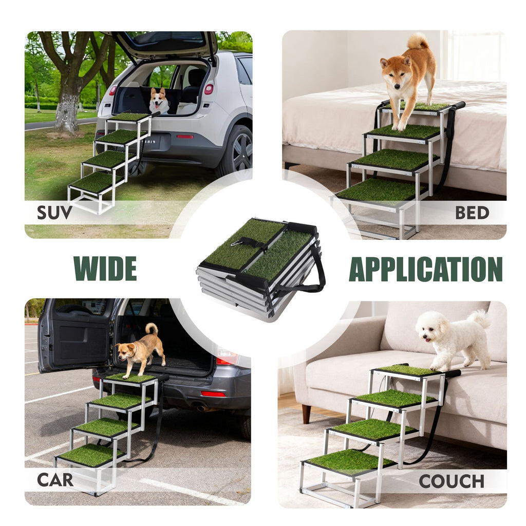 Foldable Dog Ramp for Cars, SUVs, Trucks, Portable Pet Dog Stairs for Large Dogs with Non-Slip Surface & Reinforced Design, Lightweight Yet Sturdy Supports Up to 250lbs
