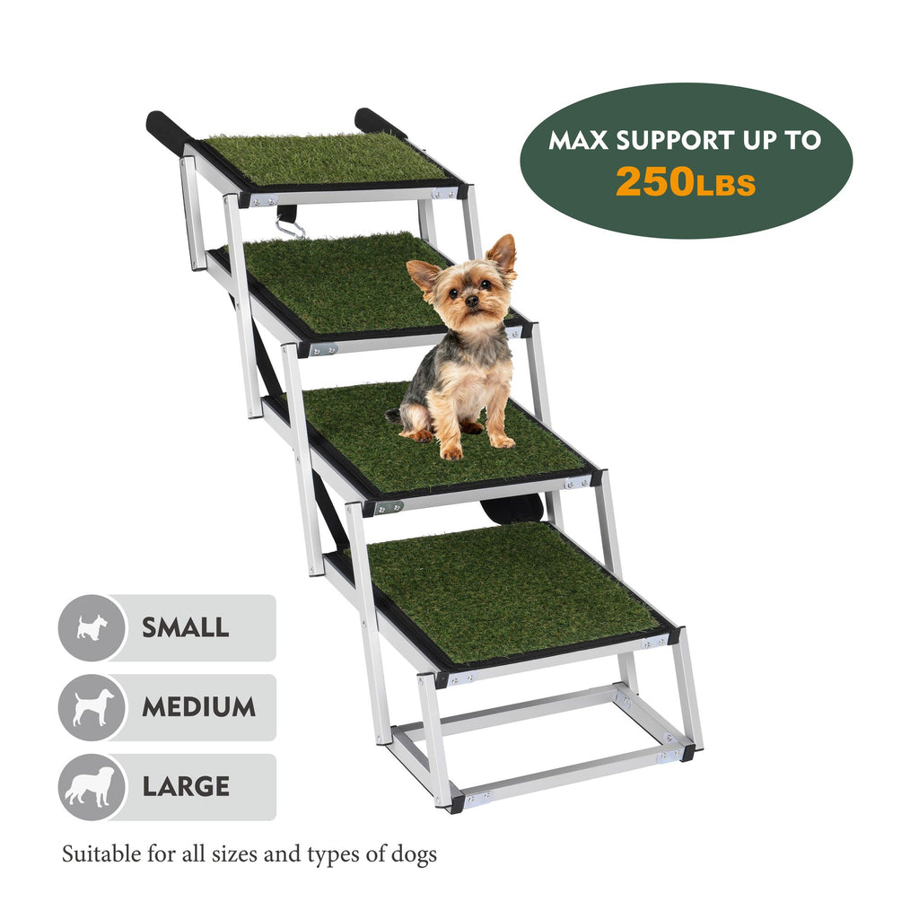 Foldable Dog Ramp for Cars, SUVs, Trucks, Portable Pet Dog Stairs for Large Dogs with Non-Slip Surface & Reinforced Design, Lightweight Yet Sturdy Supports Up to 250lbs