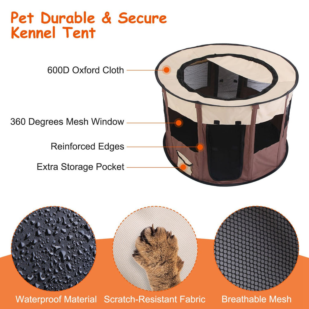 Foldable Pet Playpen with Carry Bag - Multi-Size, Detachable Top