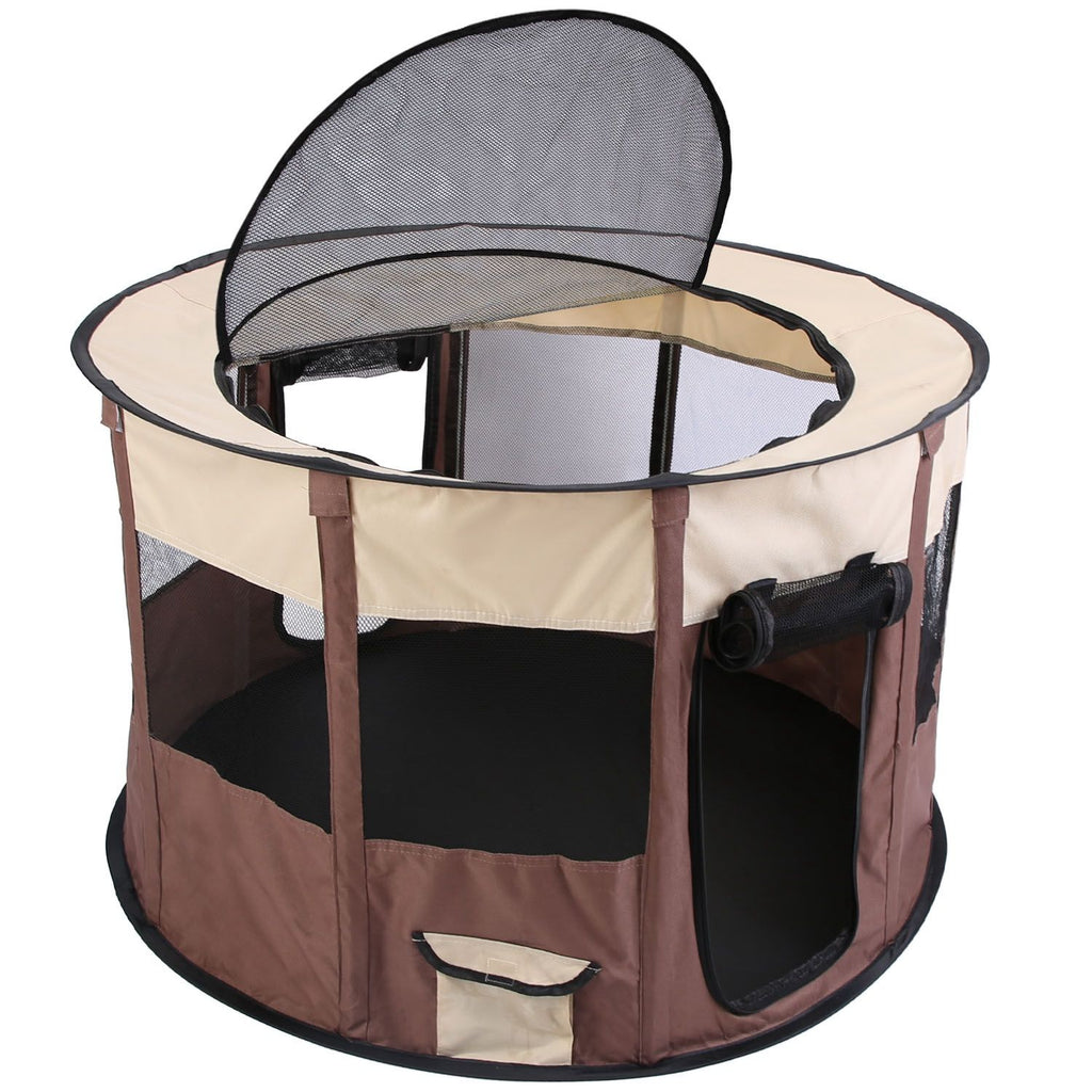 Foldable Pet Playpen with Carry Bag - Multi-Size, Detachable Top