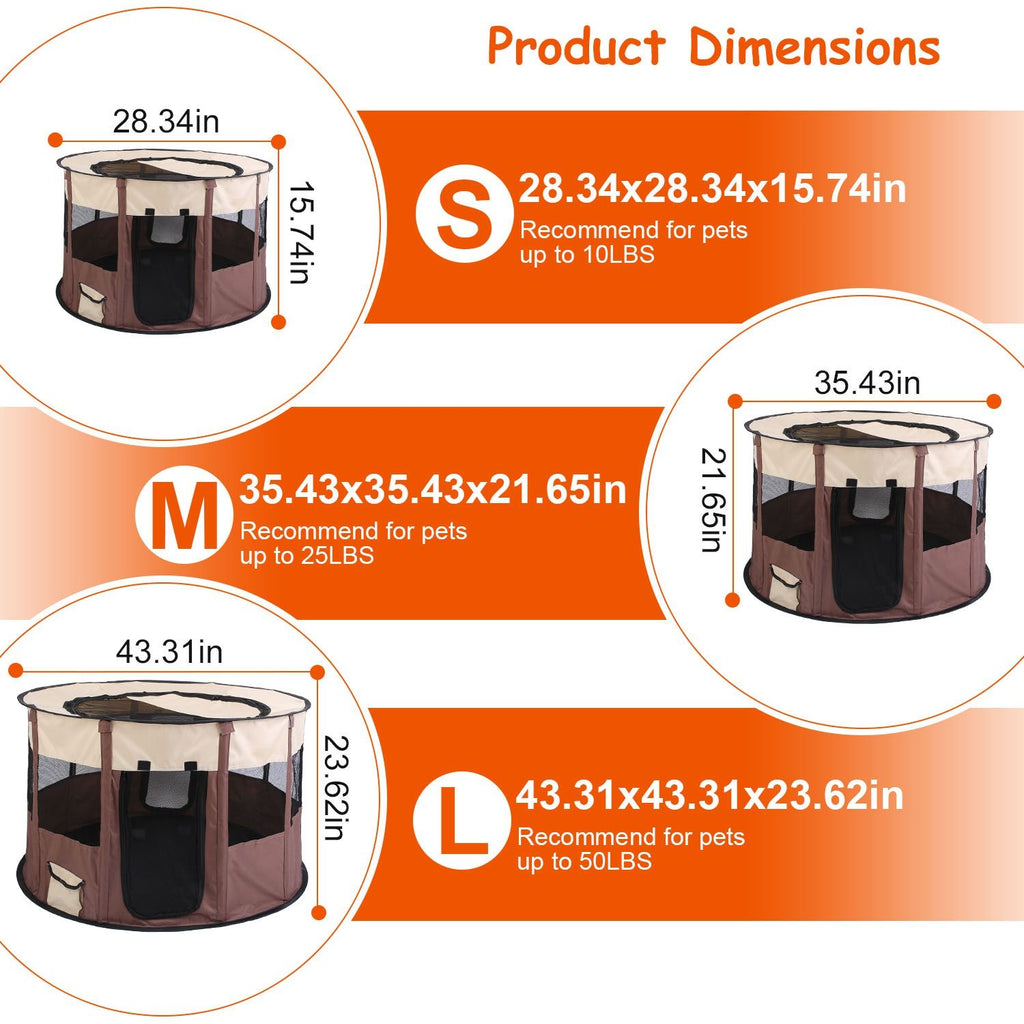 Foldable Pet Playpen with Carry Bag - Multi-Size, Detachable Top