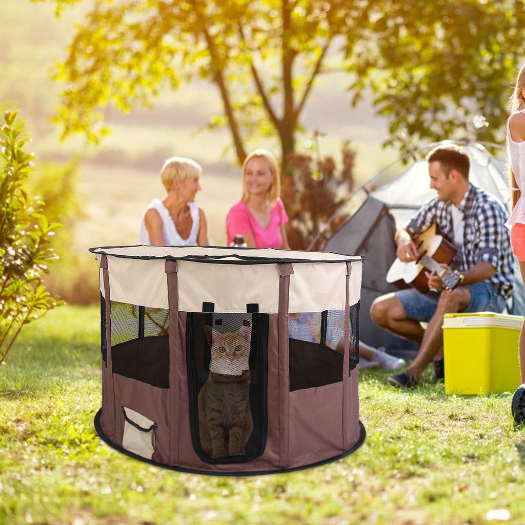 Foldable Pet Playpen with Carry Bag - Multi-Size, Detachable Top
