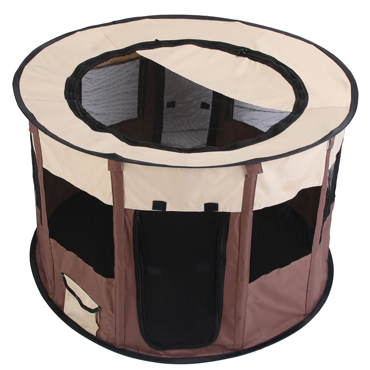 Foldable Pet Playpen with Carry Bag - Multi-Size, Detachable Top