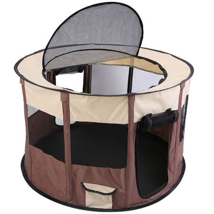 Foldable Pet Playpen with Carry Bag - Multi-Size, Detachable Top