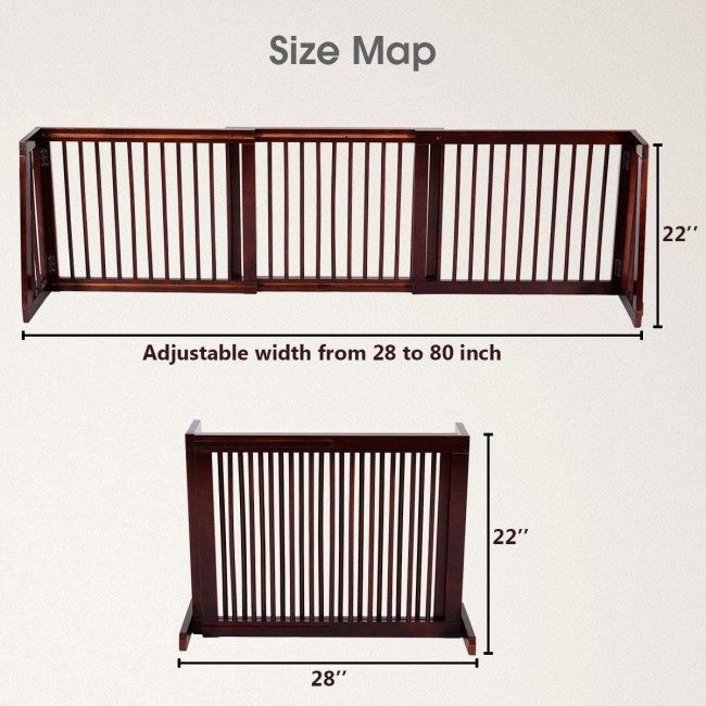 Custom-Fit Wood Pet Gate – Adjustable 28-80 Inches, Cherry Finish