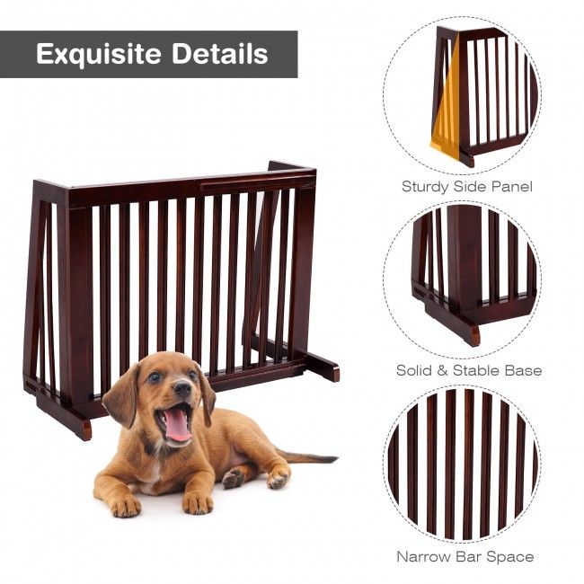 Custom-Fit Wood Pet Gate – Adjustable 28-80 Inches, Cherry Finish