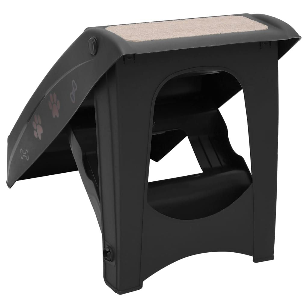 Folding Dog Stairs Black 24.4"x15.7"x19.5