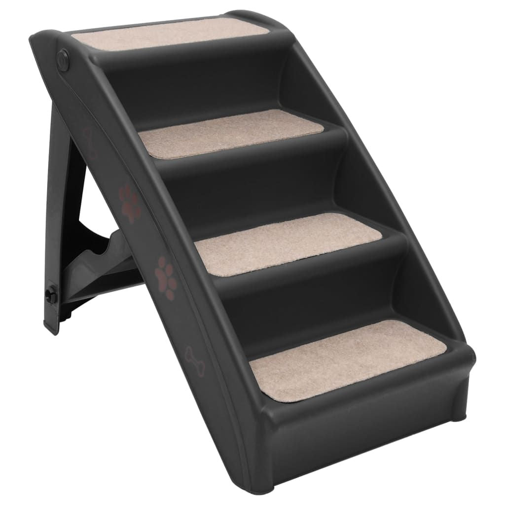 Folding Dog Stairs Black 24.4"x15.7"x19.5