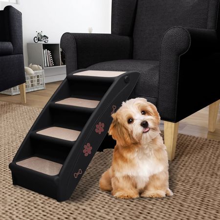 Folding Dog Stairs Black 24.4"x15.7"x19.5