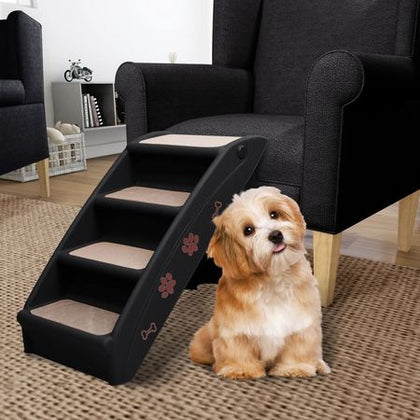 Folding Dog Stairs Black 24.4"x15.7"x19.5