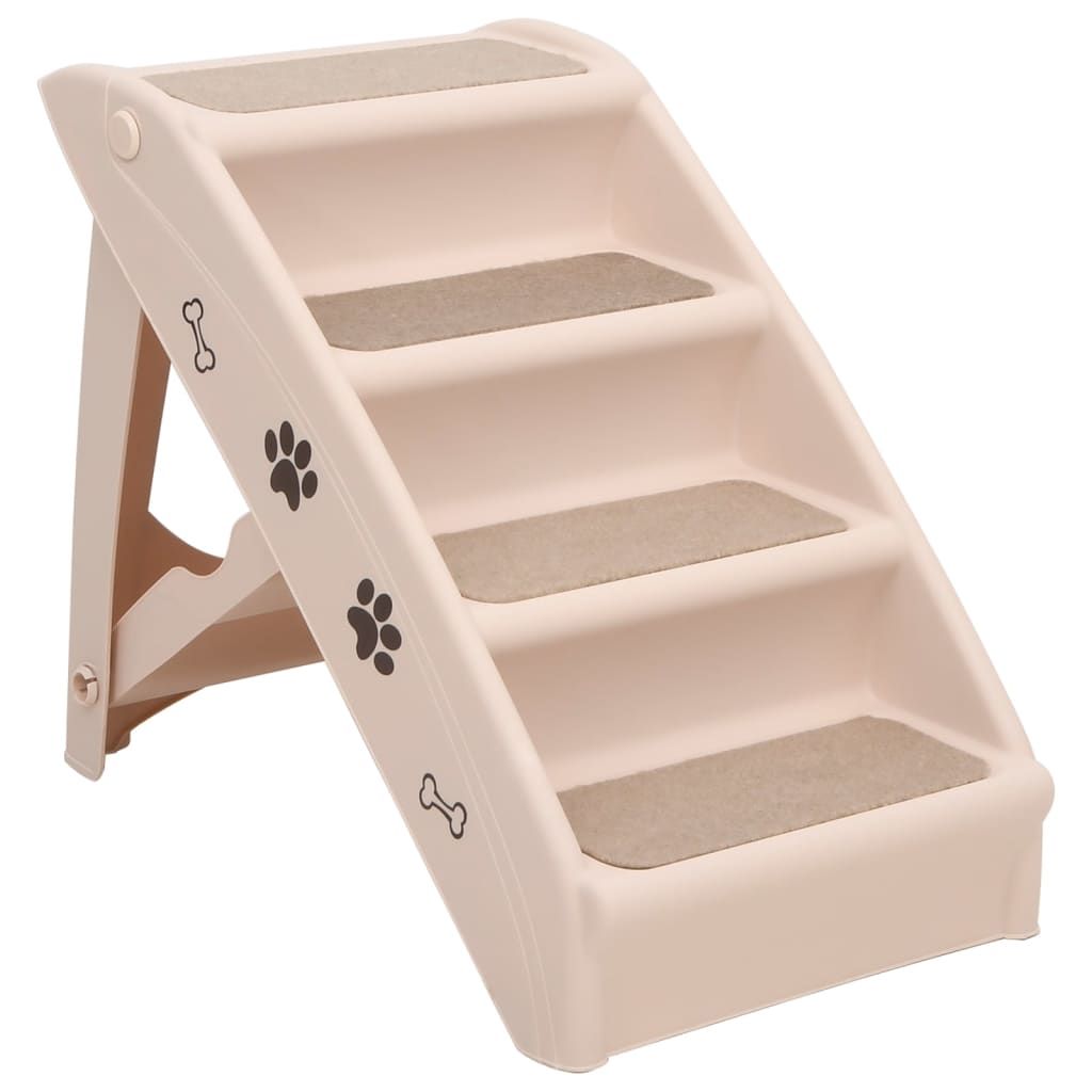 Folding Dog Stairs Cream 24.4"x15.7"x19.5