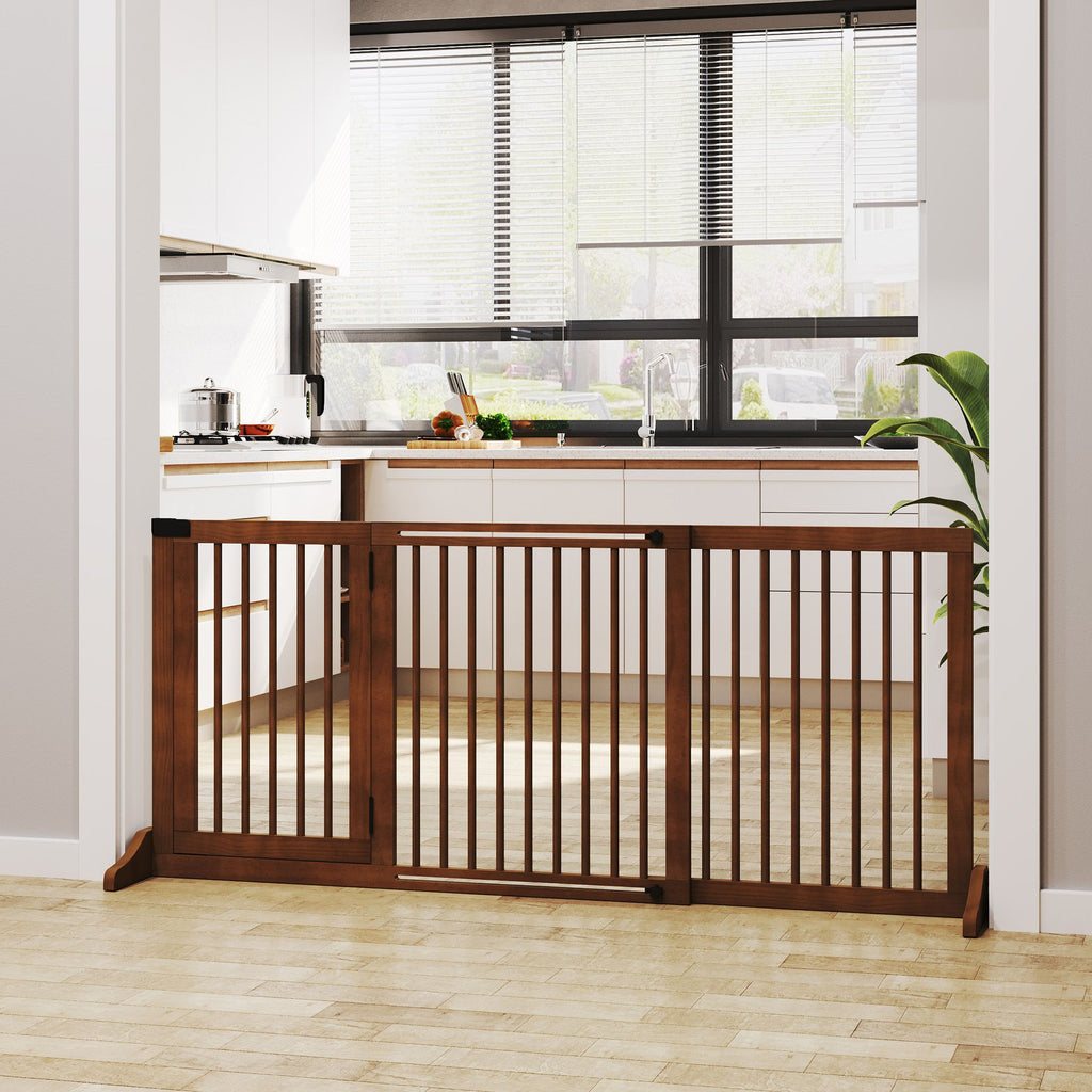 Freestanding furniture-style Pet Gate with Lockable Door, Adjustable Fit