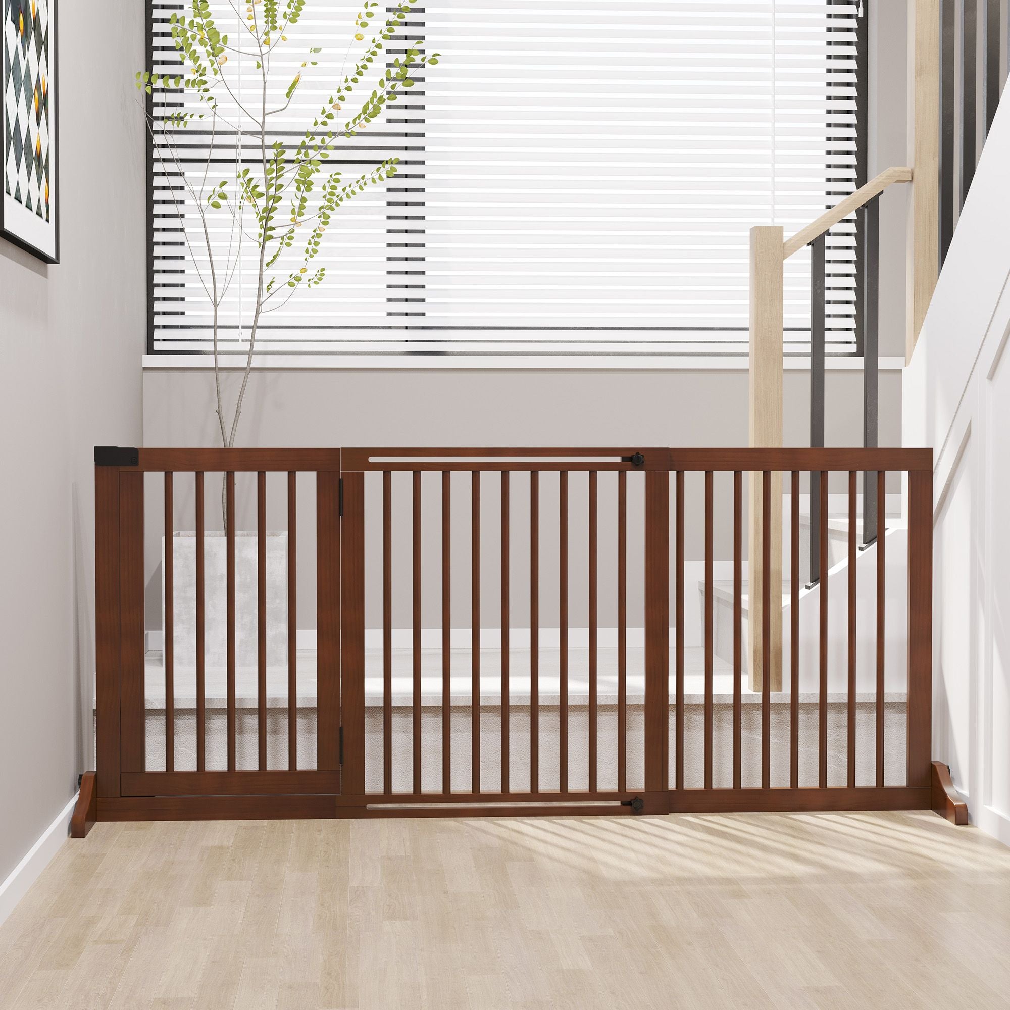 Freestanding furniture-style Pet Gate with Lockable Door, Adjustable Fit