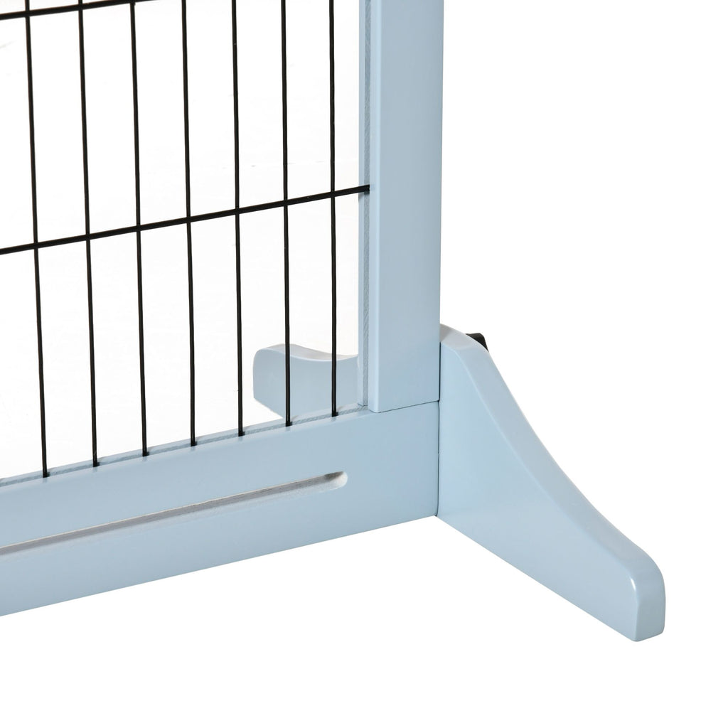 Freestanding Pet Gate Extra Wide 72" – Adjustable Dog Cat Fence Blue Gray