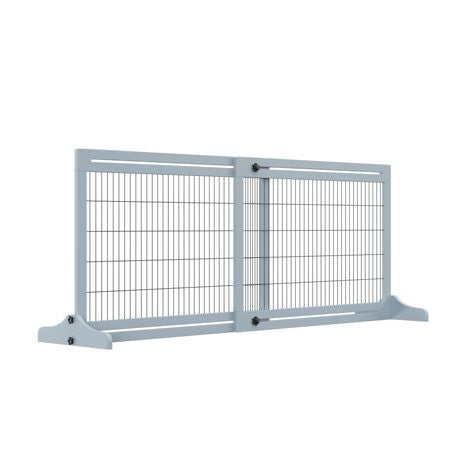Freestanding Pet Gate Extra Wide 72" – Adjustable Dog Cat Fence Blue Gray