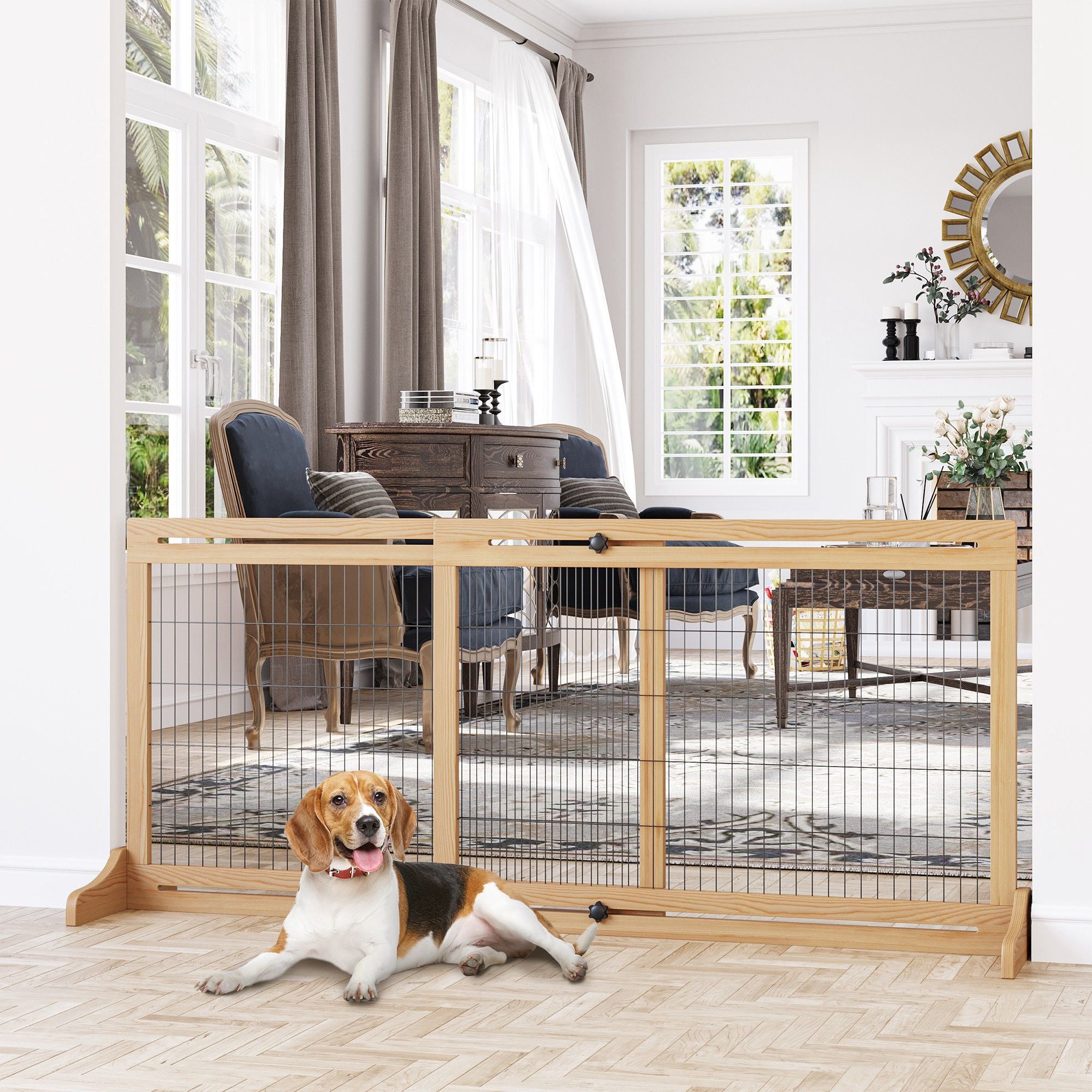 Extra Wide Freestanding Pet Gate – 72" Adjustable Barrier