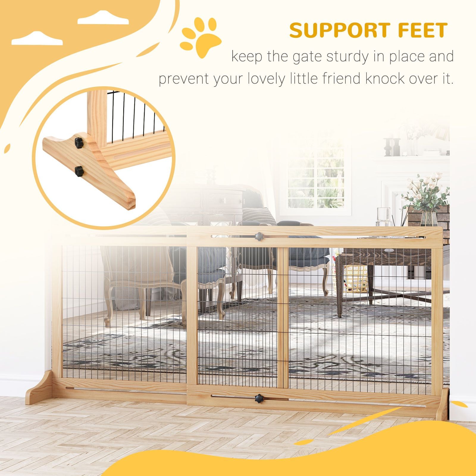 Extra Wide Freestanding Pet Gate – 72" Adjustable Barrier