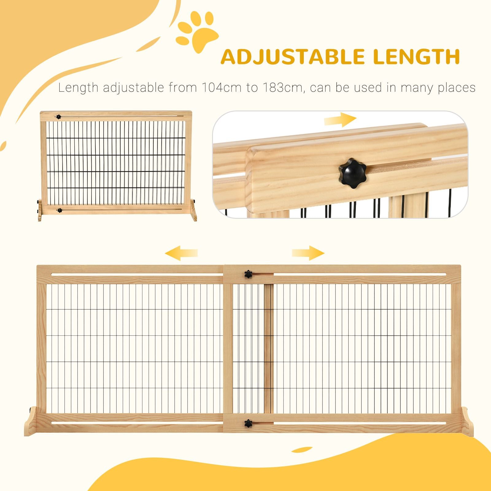 Extra Wide Freestanding Pet Gate – 72" Adjustable Barrier