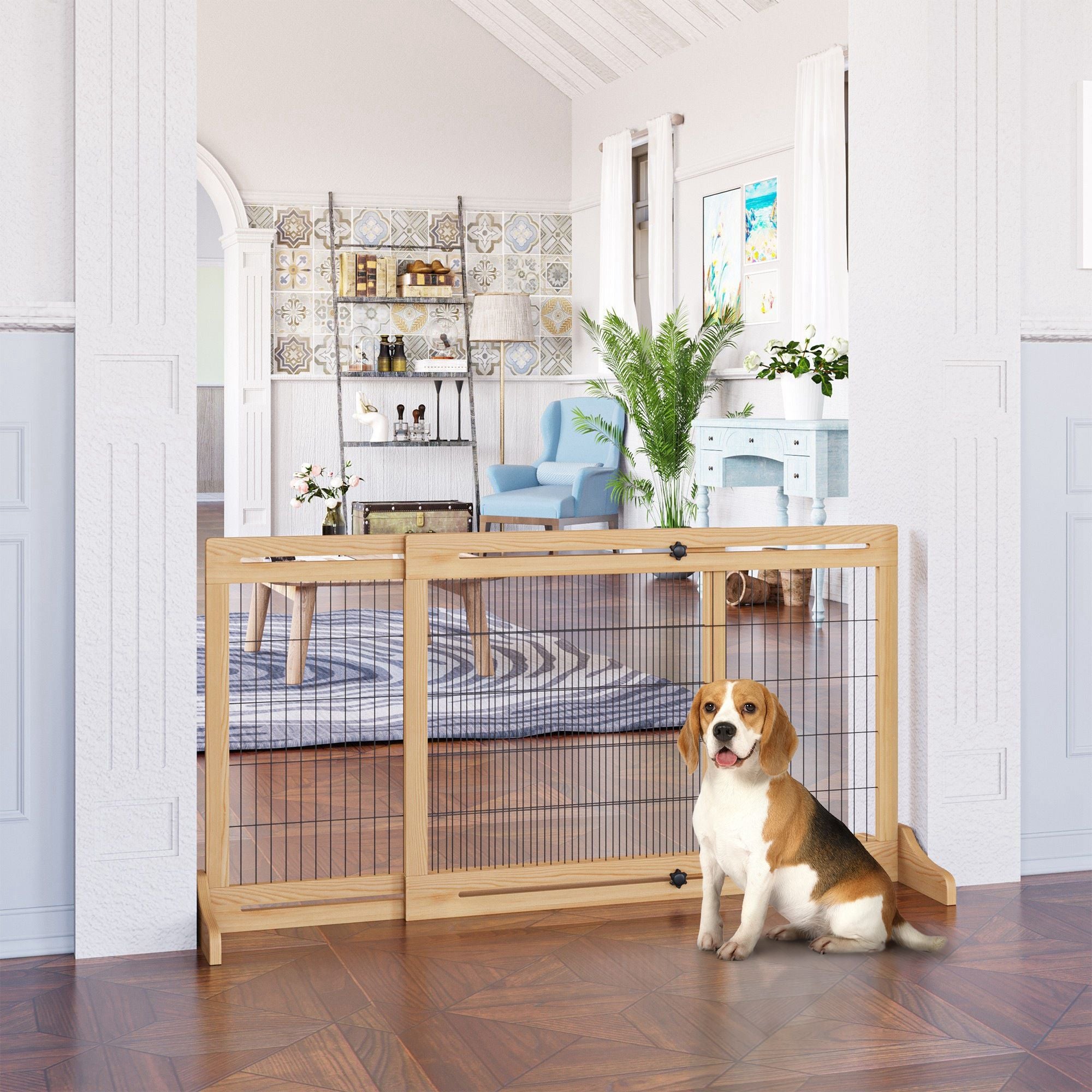 Extra Wide Freestanding Pet Gate – 72" Adjustable Barrier