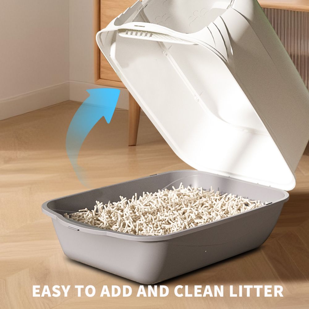 Fully Enclosed Cat Litter Box – Effectively Filters Cat Litter, Easy to Add & Clean Litter, Removable Design for Easy Cleaning
