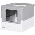 Fully Enclosed Cat Litter Box, Front Entry, Top Exit, Easy Clean, Gray