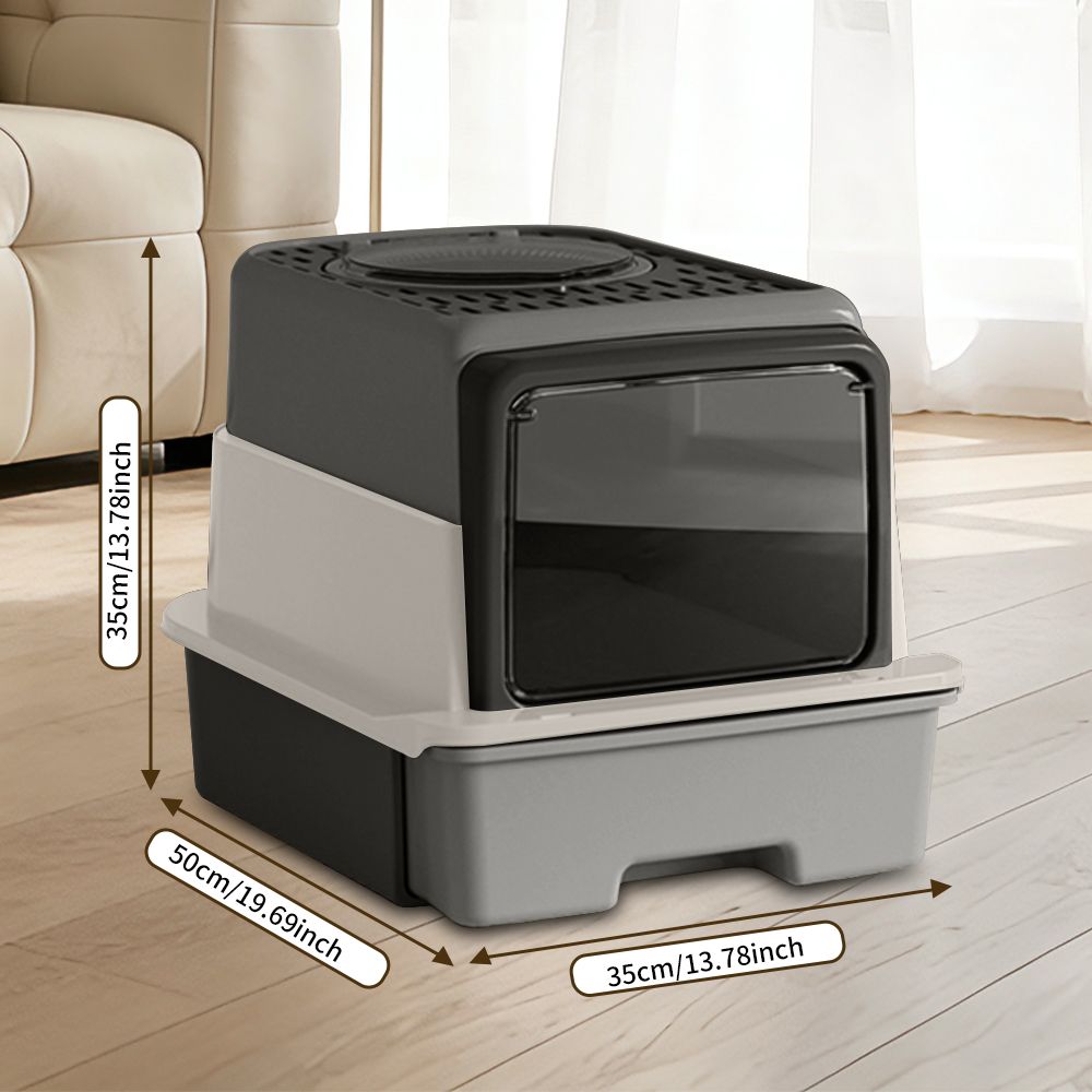 Fully Enclosed Cat Litter Box with Top Litter Sifting Grate, Removable Drawer Design for Easy Cleaning, Effectively Filters Litter & Keeps It Spotless