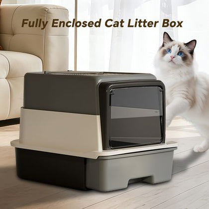 Keep Your Home Spotless with Our Fully Enclosed Litter Box – Easy Clean Design with Sifting Grate!