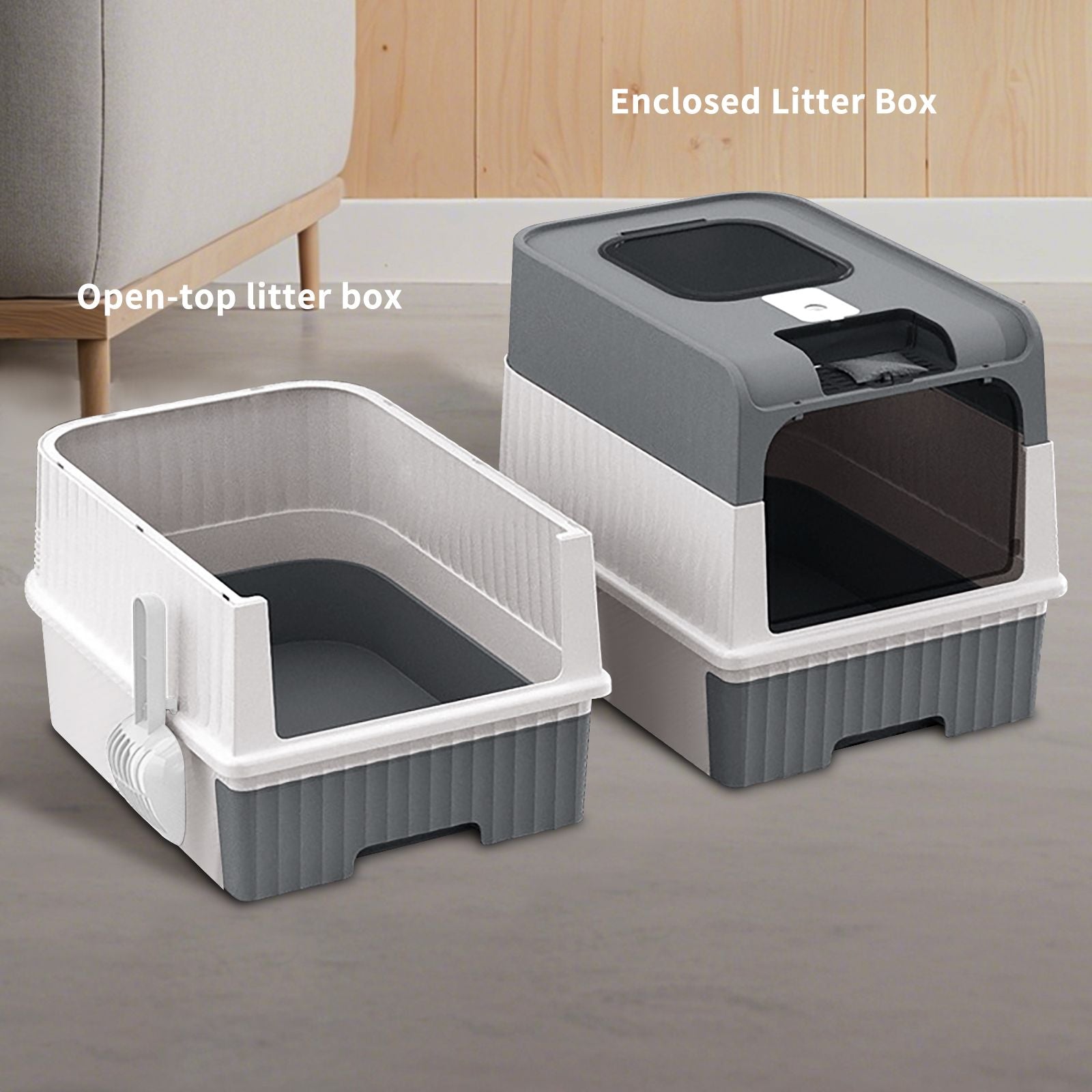 Premium Magic Cube Cat Litter Box: Dual Access, Odor Control, Large Fit