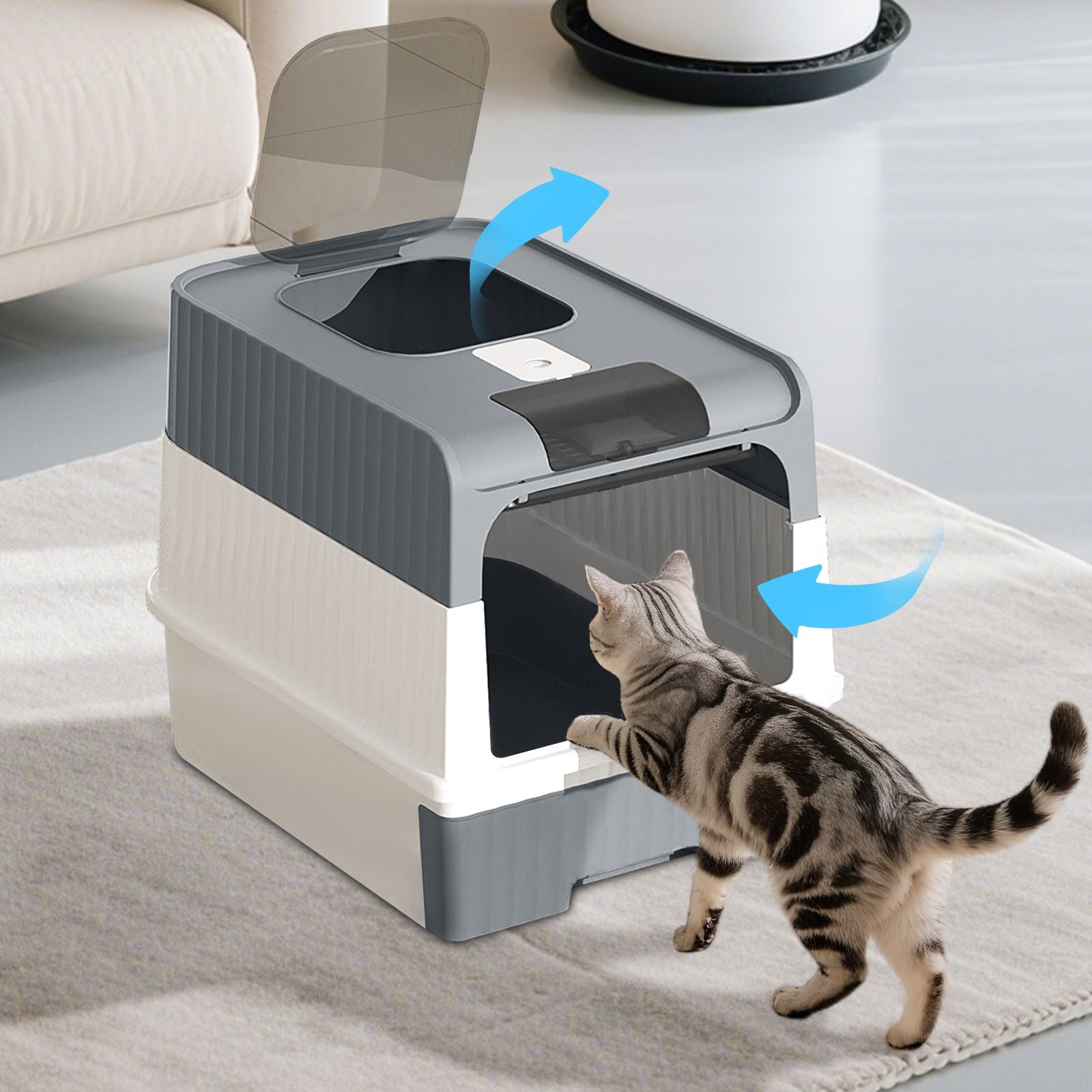 Premium Magic Cube Cat Litter Box: Dual Access, Odor Control, Large Fit