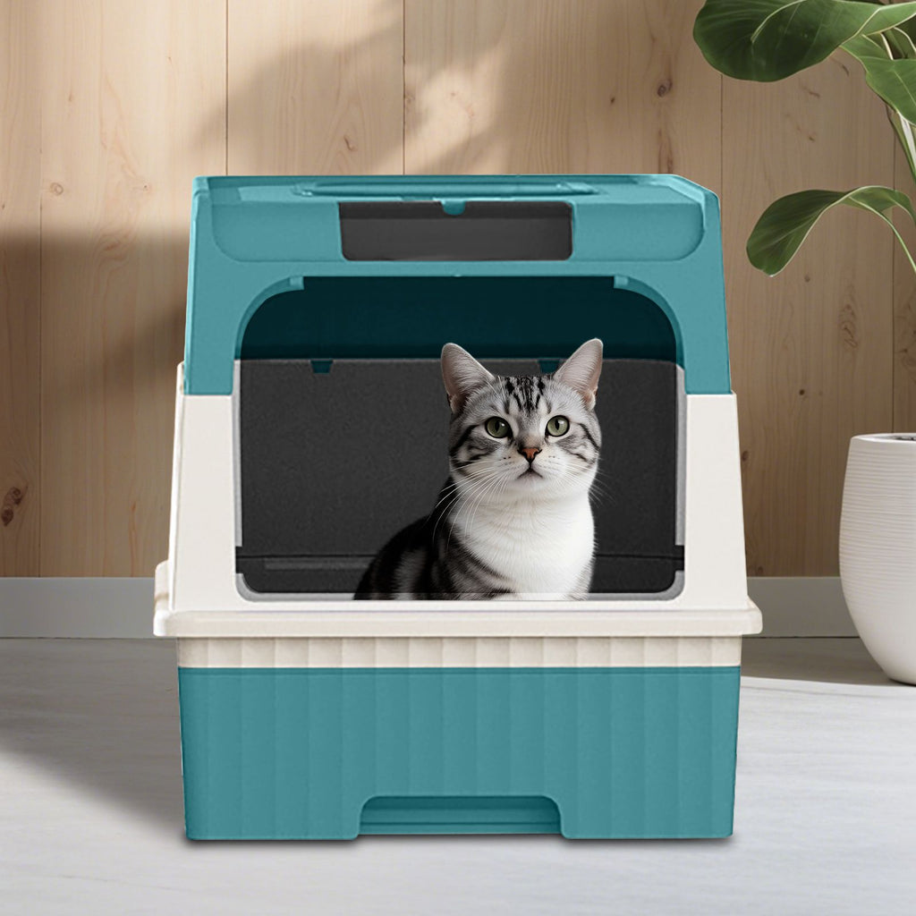 Premium Magic Cube Cat Litter Box: Dual Access, Odor Control, Large Fit
