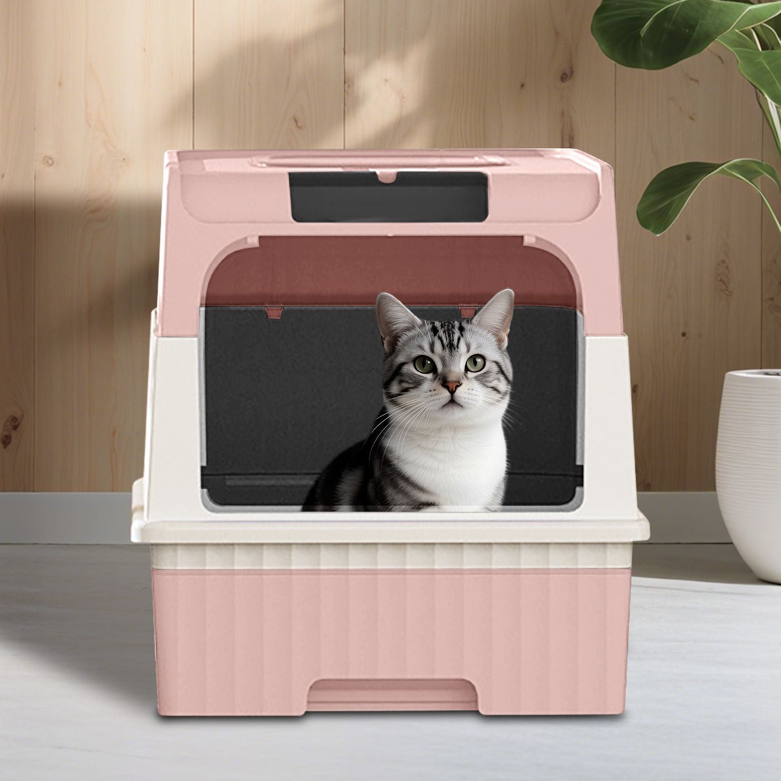 Premium Magic Cube Cat Litter Box: Dual Access, Odor Control, Large Fit