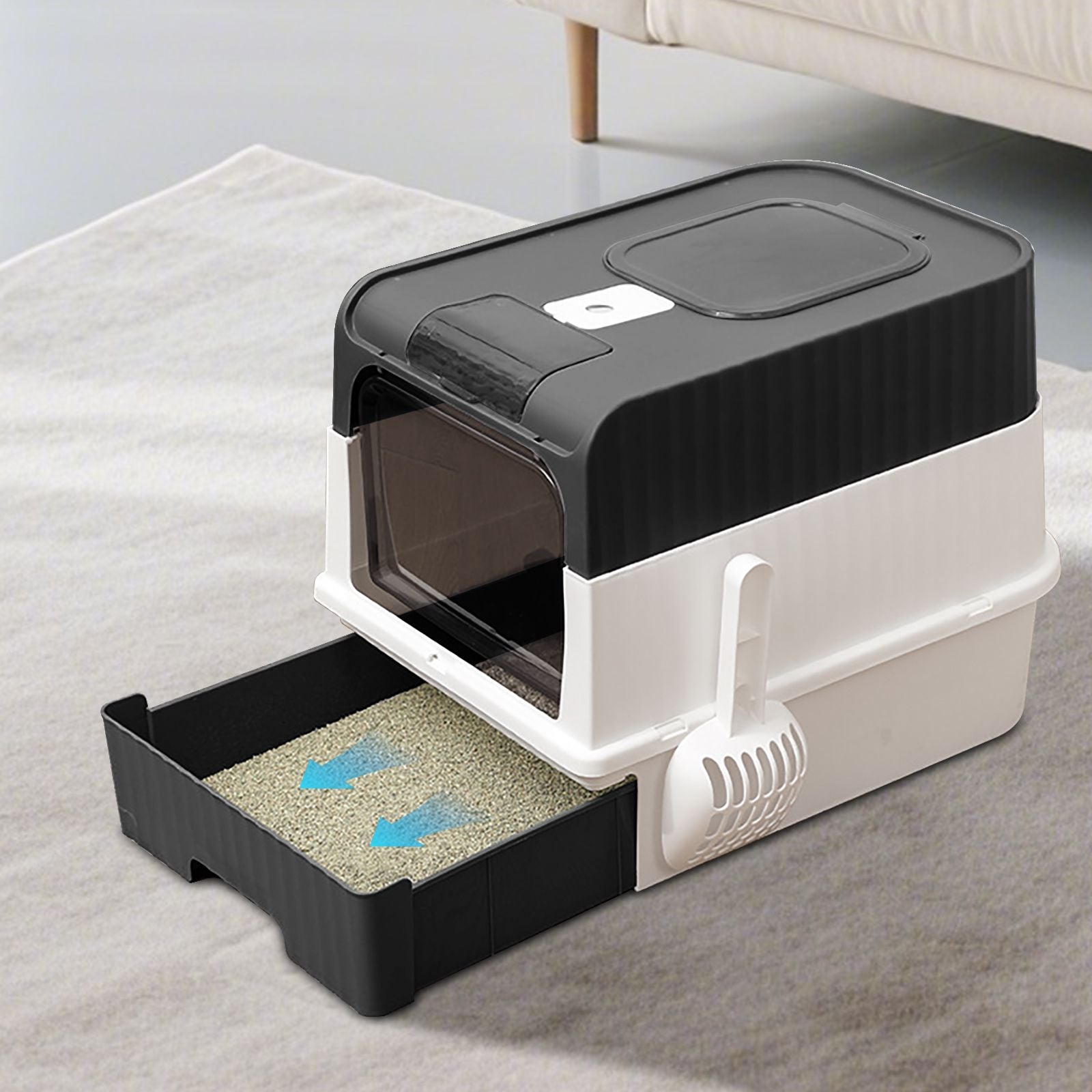 Premium Magic Cube Cat Litter Box: Dual Access, Odor Control, Large Fit