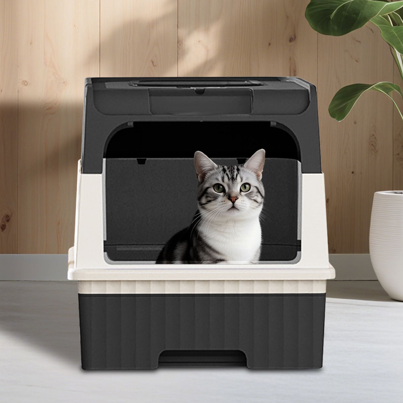 Premium Magic Cube Cat Litter Box: Dual Access, Odor Control, Large Fit