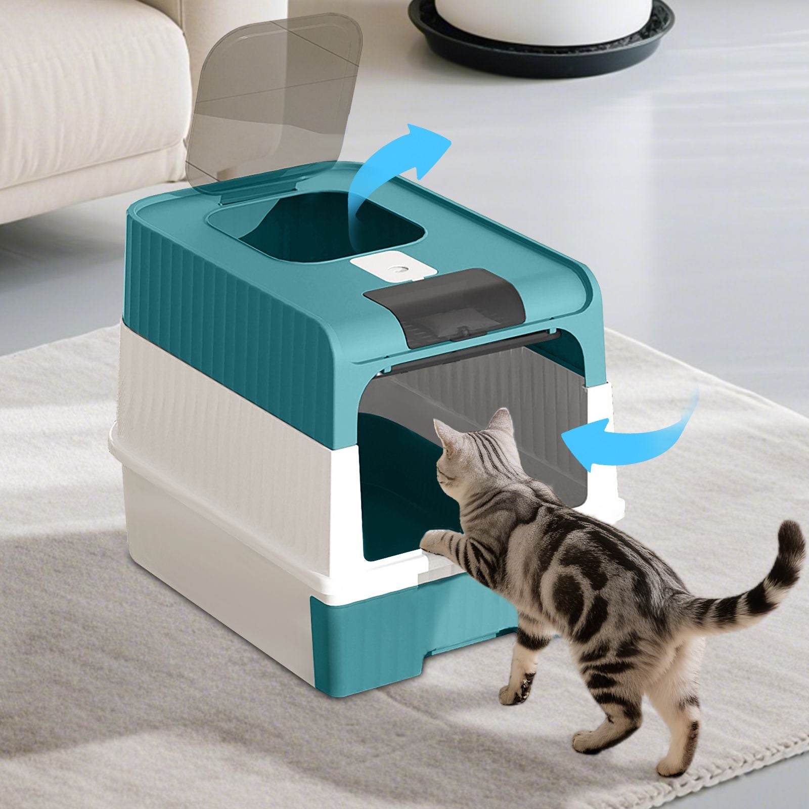 Premium Magic Cube Cat Litter Box: Dual Access, Odor Control, Large Fit
