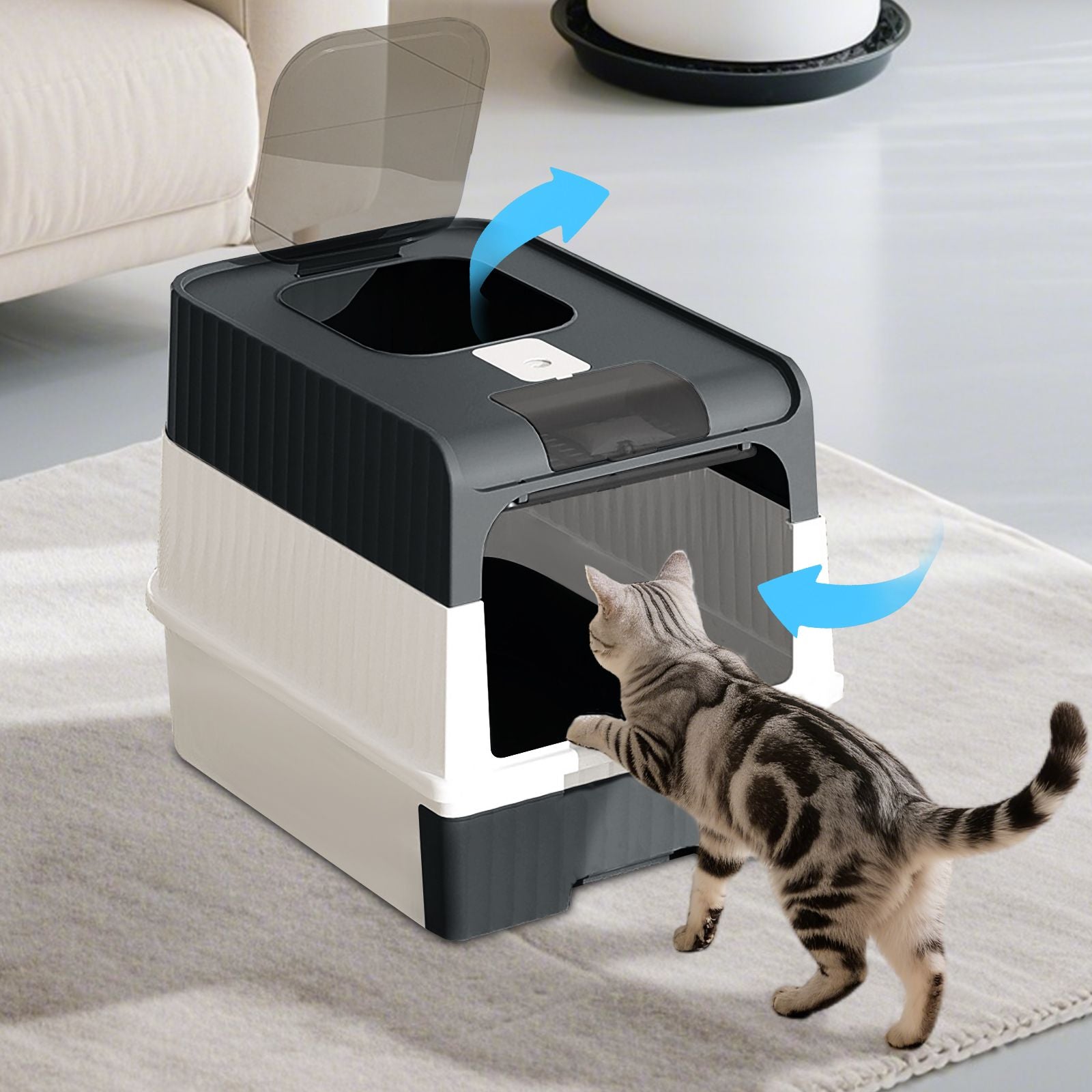 Premium Magic Cube Cat Litter Box: Dual Access, Odor Control, Large Fit
