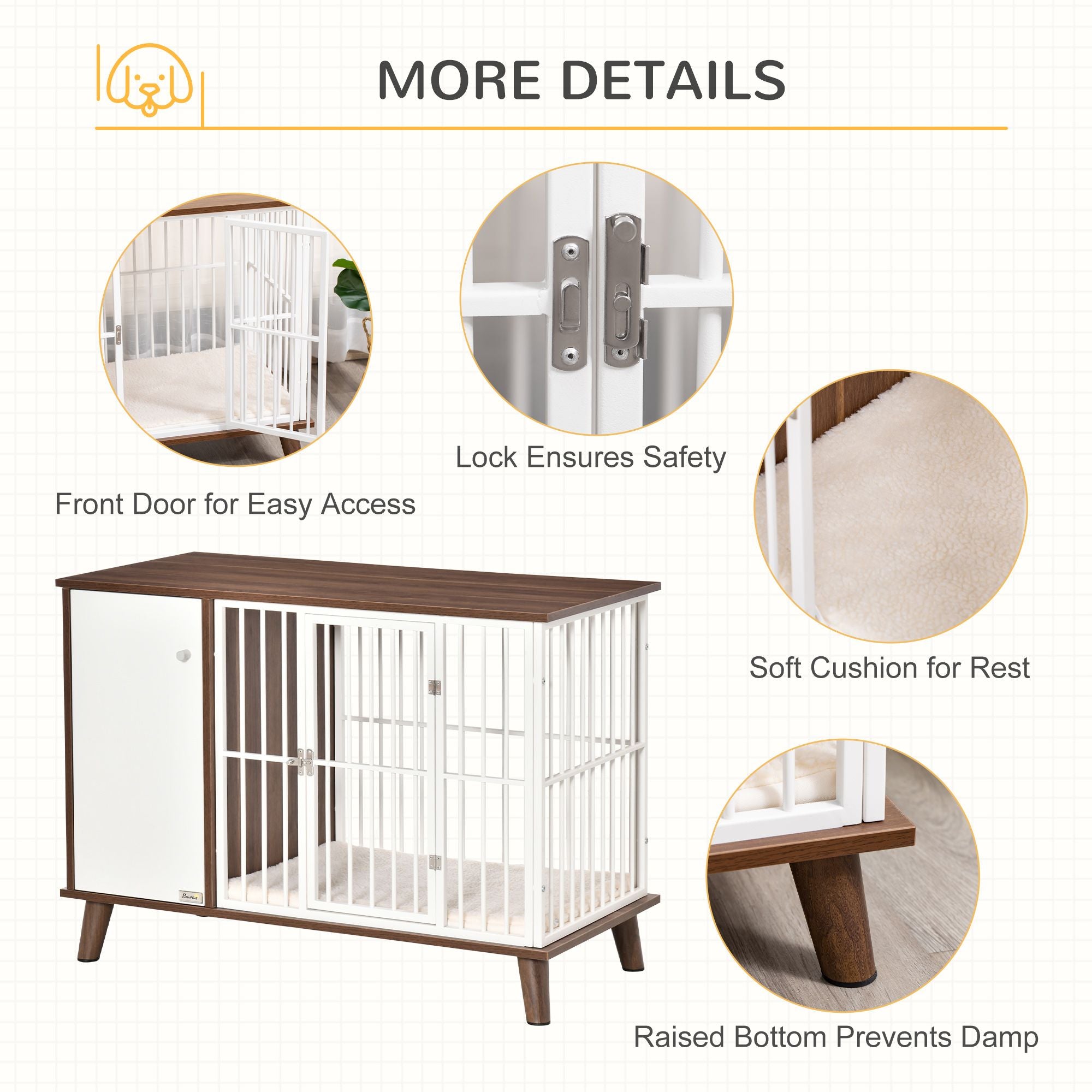 Furniture Style Dog Crate with furniture-style Top and Side Cabinet for Small Dogs