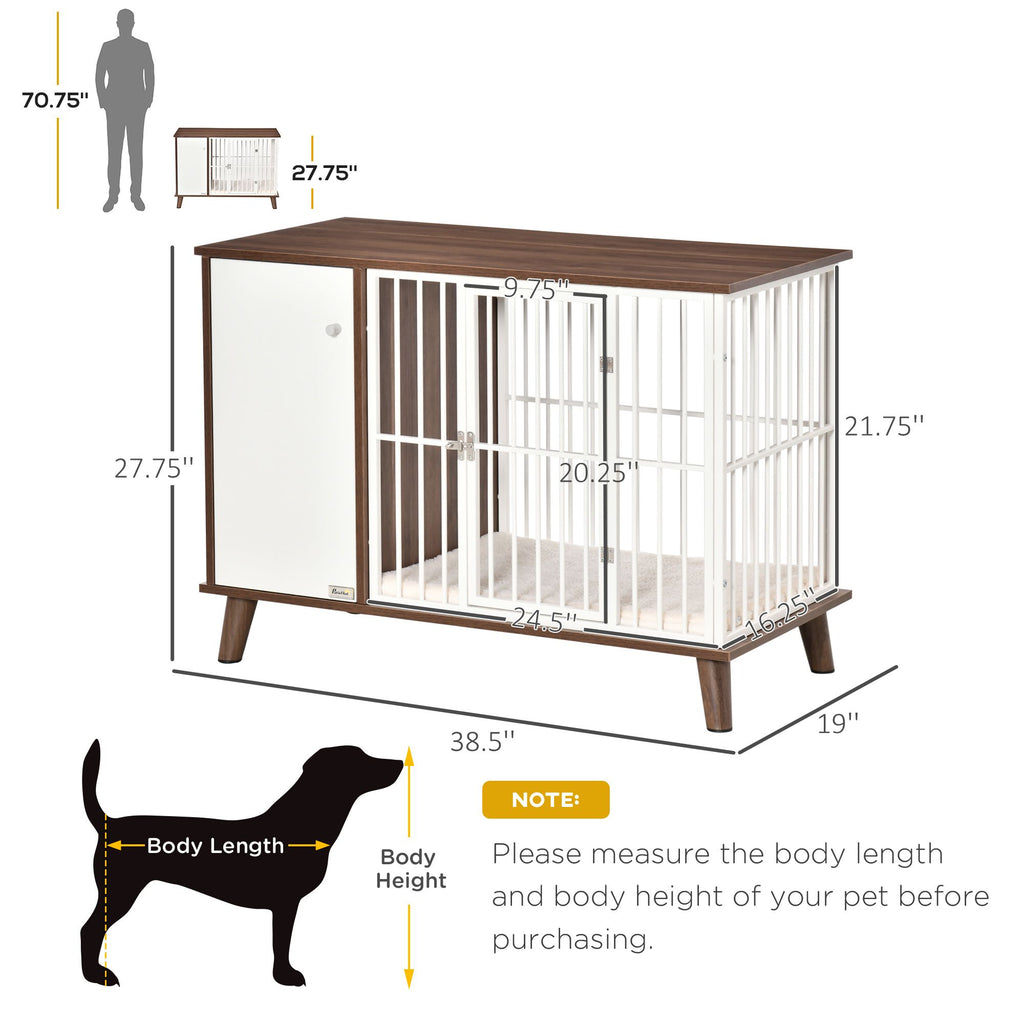 Furniture Style Dog Crate with furniture-style Top and Side Cabinet for Small Dogs