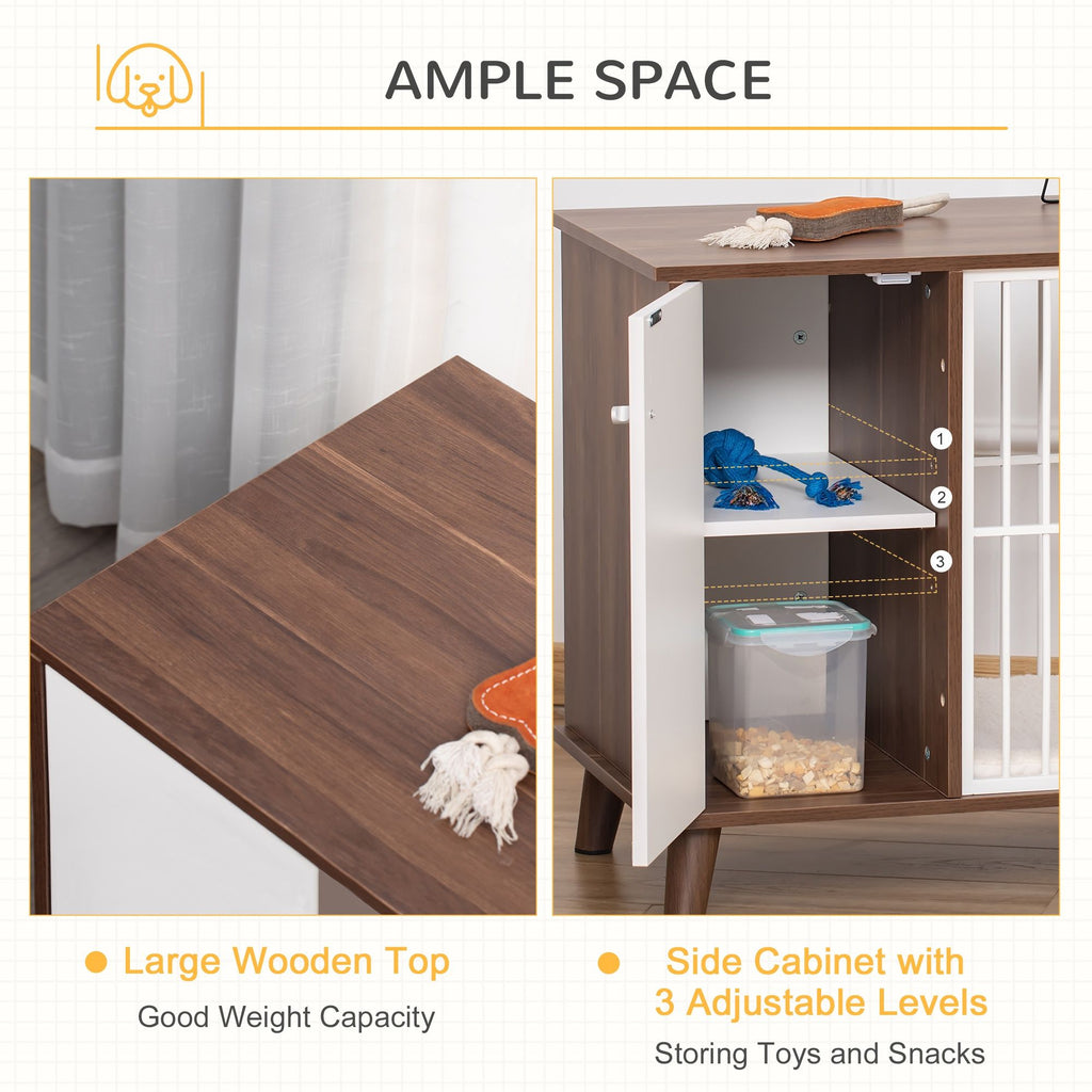 Furniture Style Dog Crate with furniture-style Top and Side Cabinet for Small Dogs