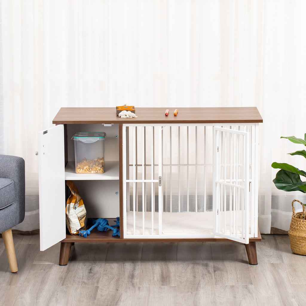 Furniture Style Dog Crate with furniture-style Top and Side Cabinet for Small Dogs