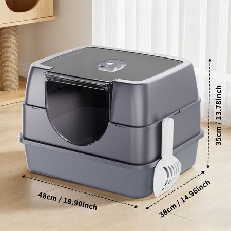 Flip-Top Enclosed Cat Litter Box with Stainless structured Tray & Odor Control