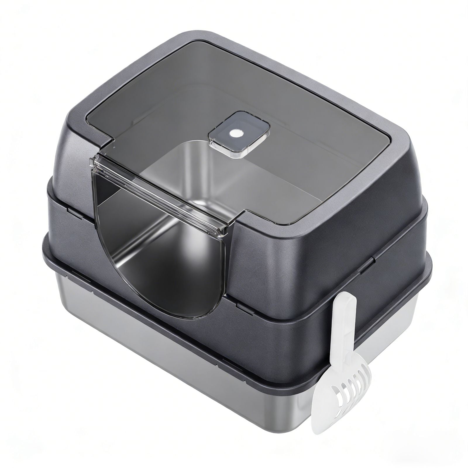 Flip-Top Enclosed Cat Litter Box with Stainless structured Tray & Odor Control