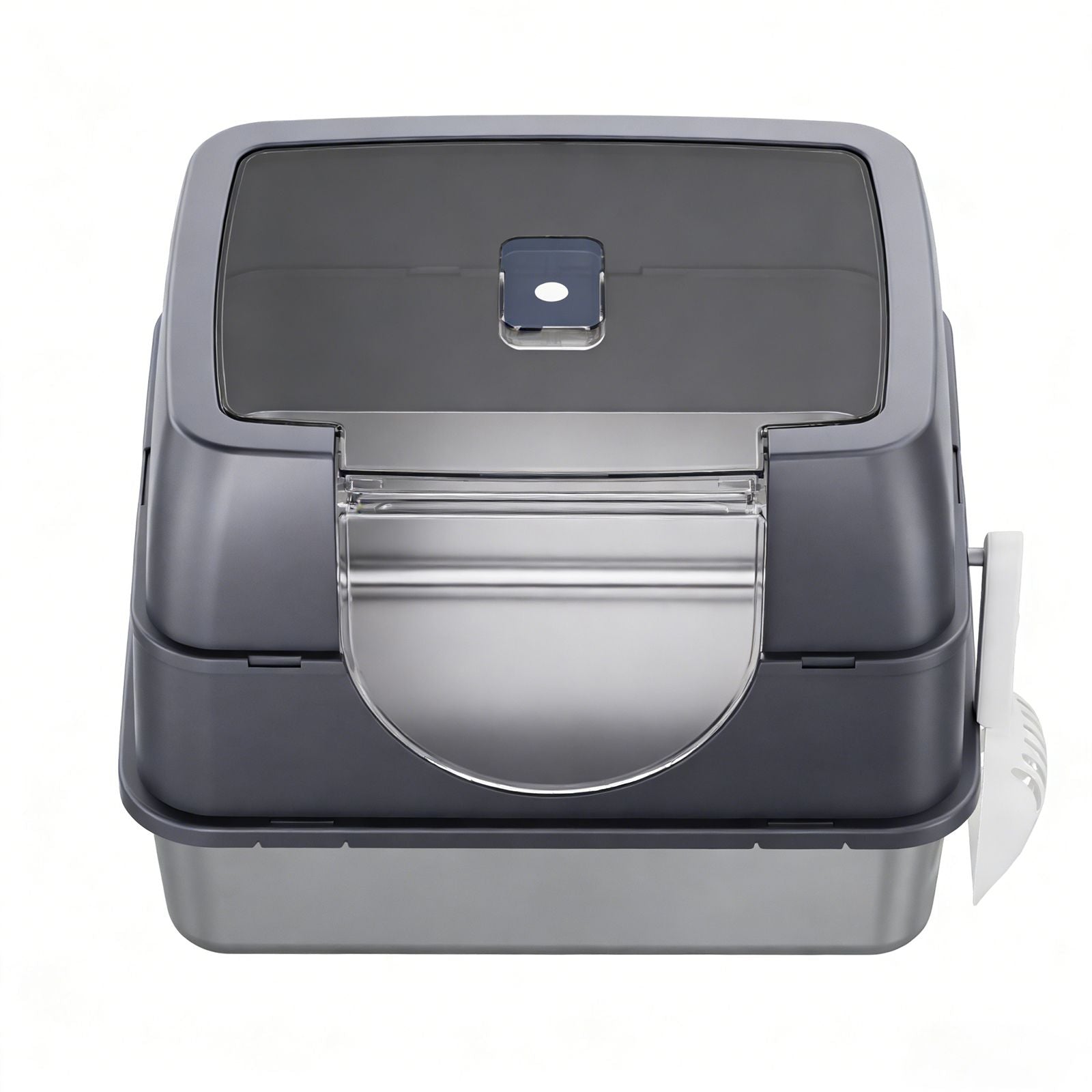 Flip-Top Enclosed Cat Litter Box with Stainless structured Tray & Odor Control