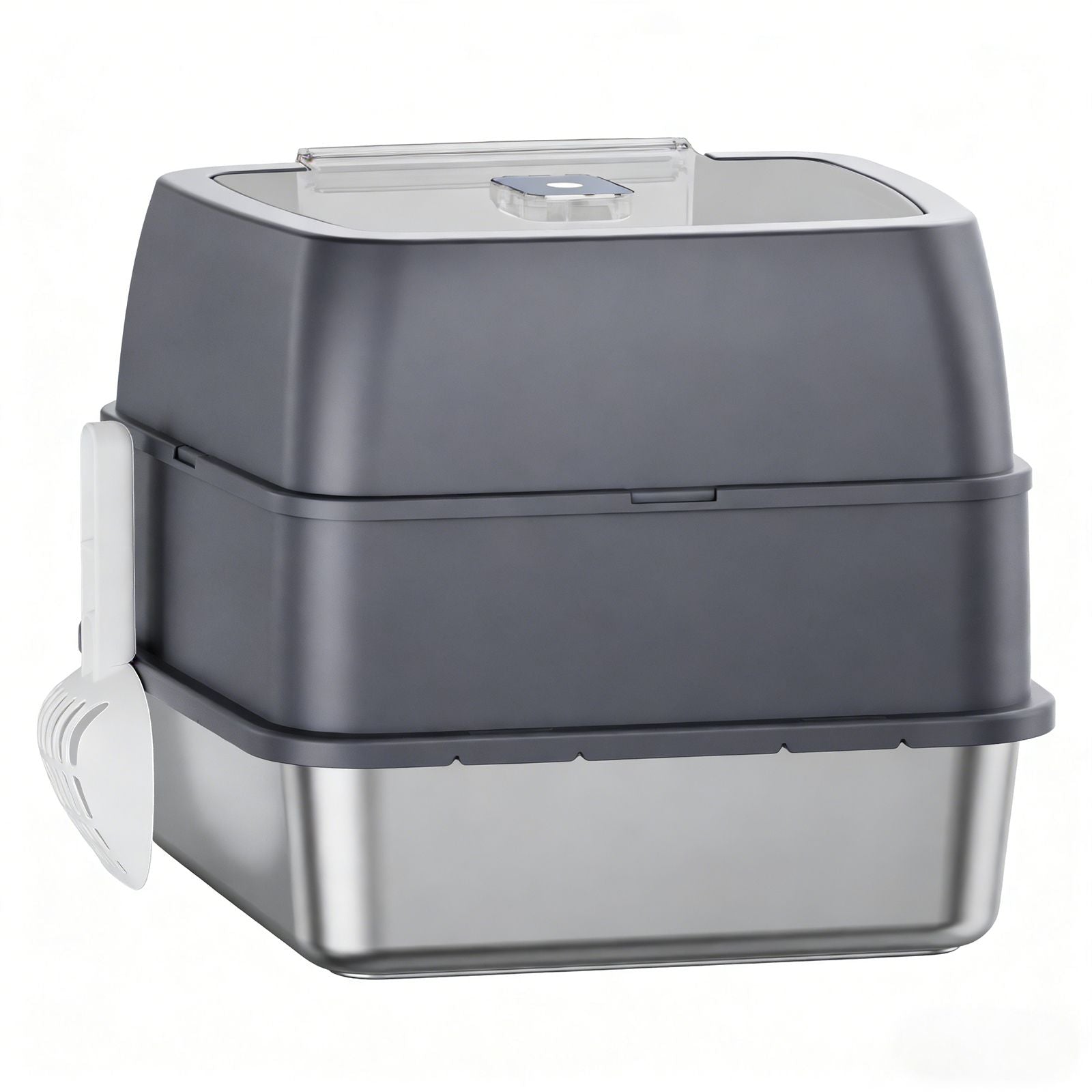 Flip-Top Enclosed Cat Litter Box with Stainless structured Tray & Odor Control